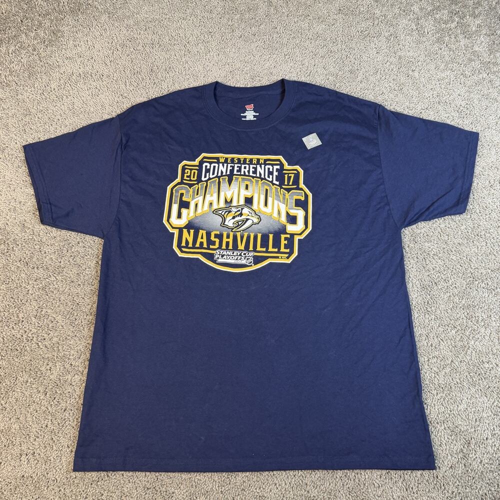 Nashville Predators Shirt Mens XL Western Conference Champions 2017 NHL Hanes